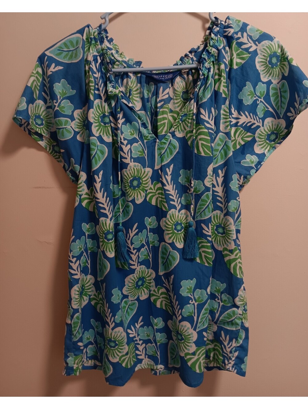 Three Islands tropical floral print blouse